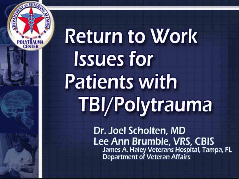 Vets with TBI Return to Work Scholten Vets with TBI Return to Work Scholten